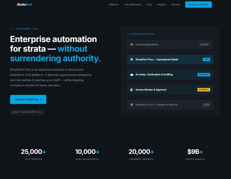 StrataPort website homepage